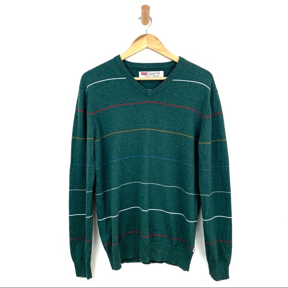 Levi's Other - Levi's Mens Slim Fit Green Knit V Neck Pullover Cotton Wool Blend Sweater M